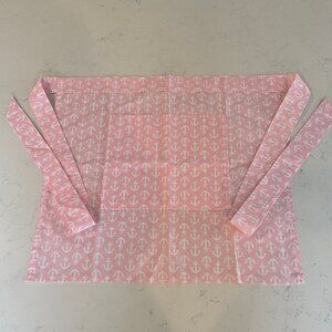 Hearth and Home Hand Crafted One Pocket Anchor Print Fabric Apron Pink Wht OS